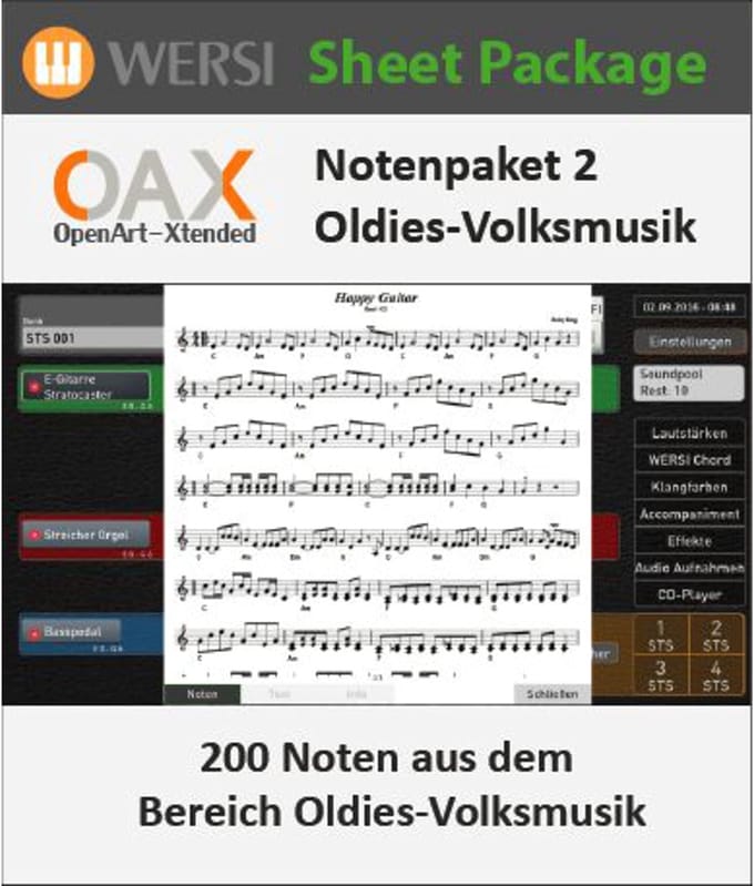 Wersi SONIC OAX Sheet Music 2 - German Oldies and Folkmusic - Activation Key - Orgel software