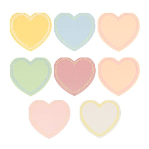 Meri meri valentijnsdag - servetten klein à 8 stuks, pastel hart