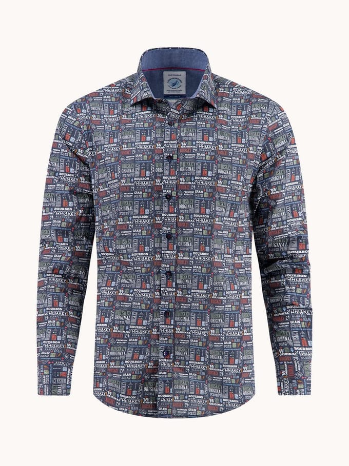 A Fish Named Fred Shirt liquor text Navy (32.009.604)