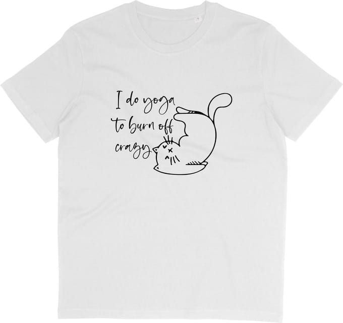 T Shirt met Grappige Yoga Print en Quote - Wit - Maat M