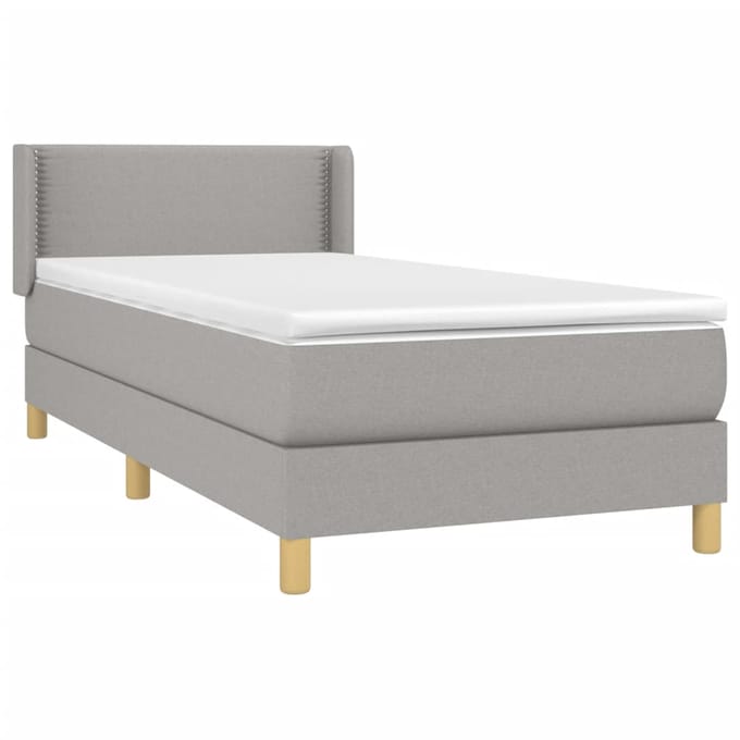 vidaXL - Boxspring - met - matras - stof - lichtgrijs - 90x190 - cm