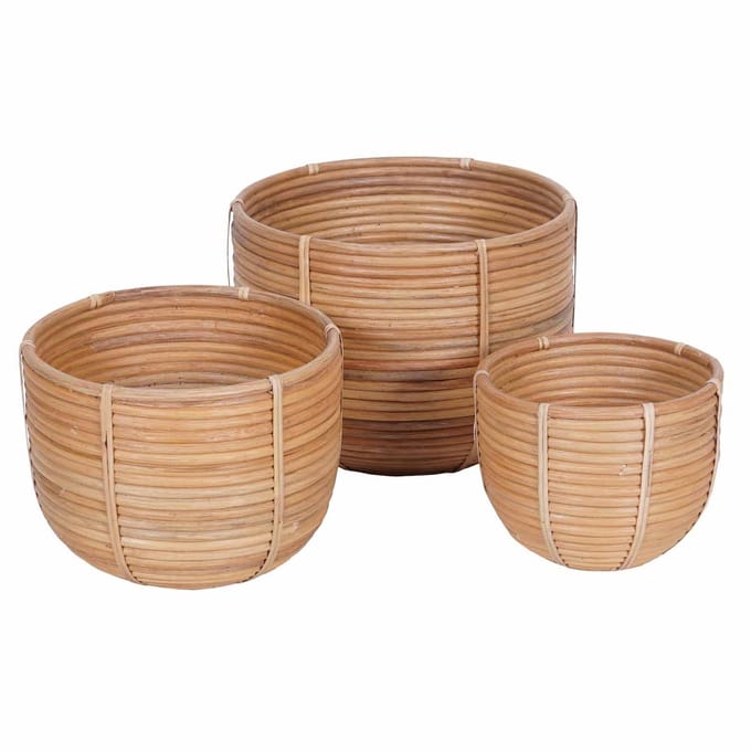 Rotan mand bloemenmand Cinta set van 3