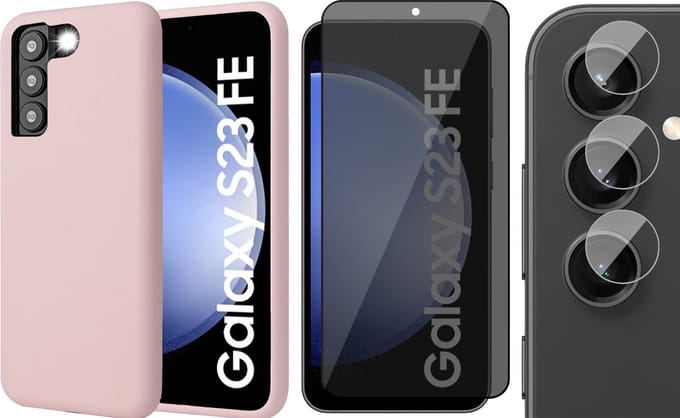 Hoesje geschikt voor Samsung Galaxy S23 FE - Privacy Screenprotector Volledig Dekkend Glas & Camera - Mat Back Case Roze