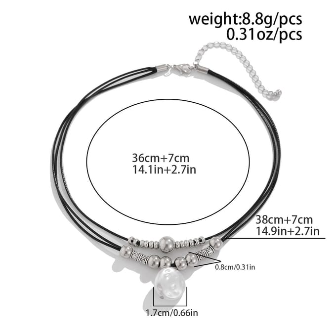 Collier de perles simple de niche mode, Collier pendentif tempérament pour femmes, Accessoire polyvalent pour les déplacements quotidiens argenté