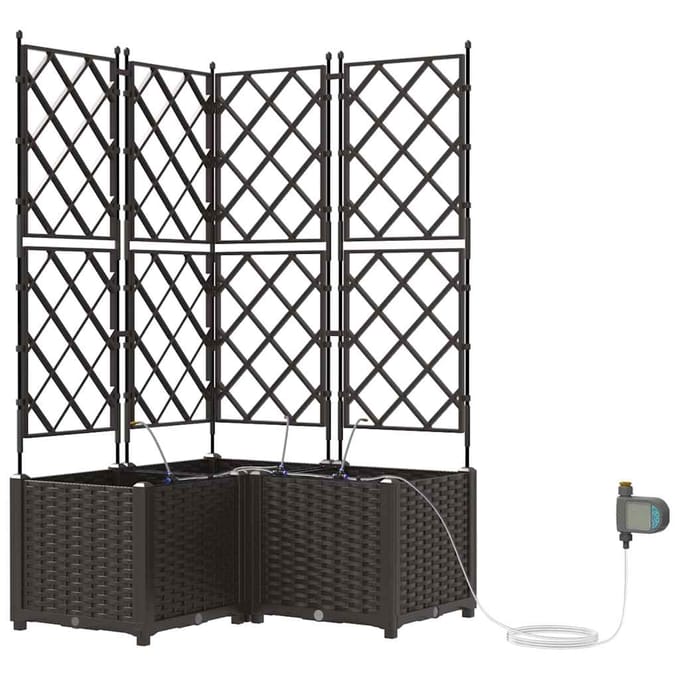 vidaXL - Plantenbak - 3 - st - Bruin - 80 - x - 80 - x - 142 - cm - PP