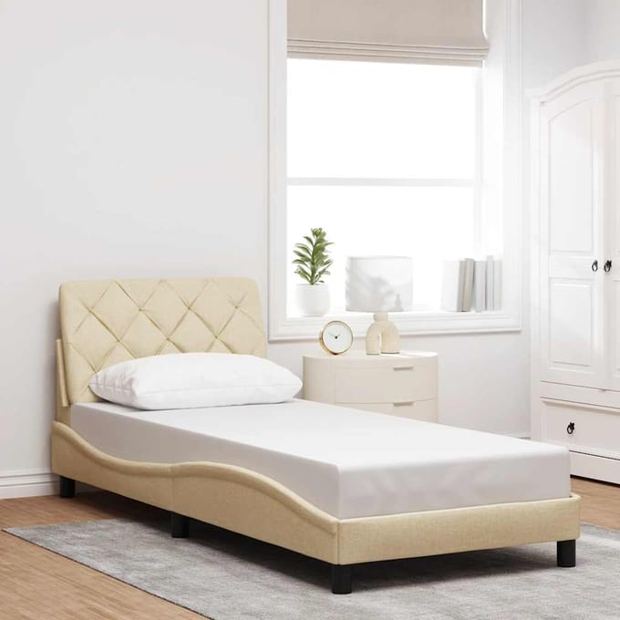 vidaXL - Bedframe - zonder - matras - 80x200 - cm - stof - crèmekleurig