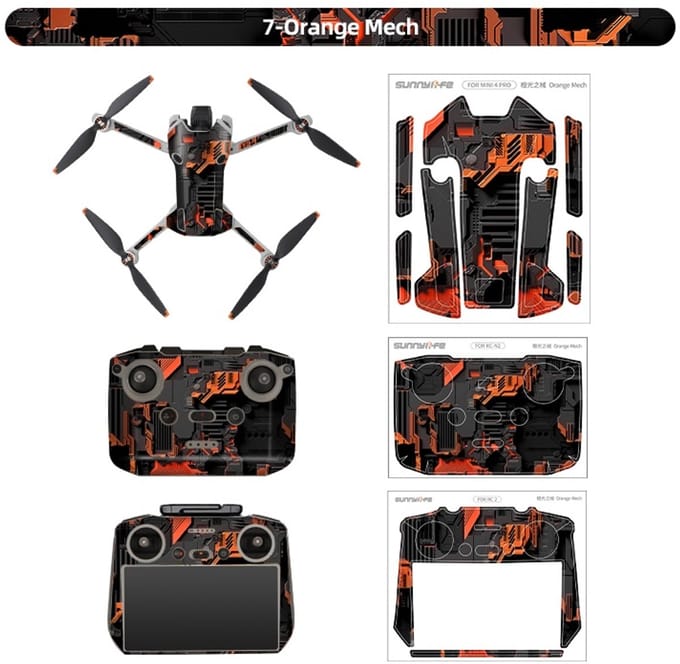 Stickers - Orange Mech - voor DJI Mini 4 Pro - RC 2
