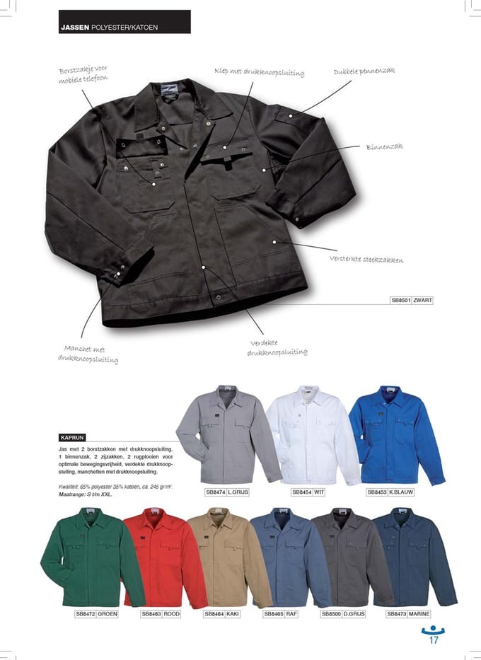 KLM - Standaard werkjas/jack (battledress) Thomas - Katoen/polyester 300gr/m2 - Grijs L