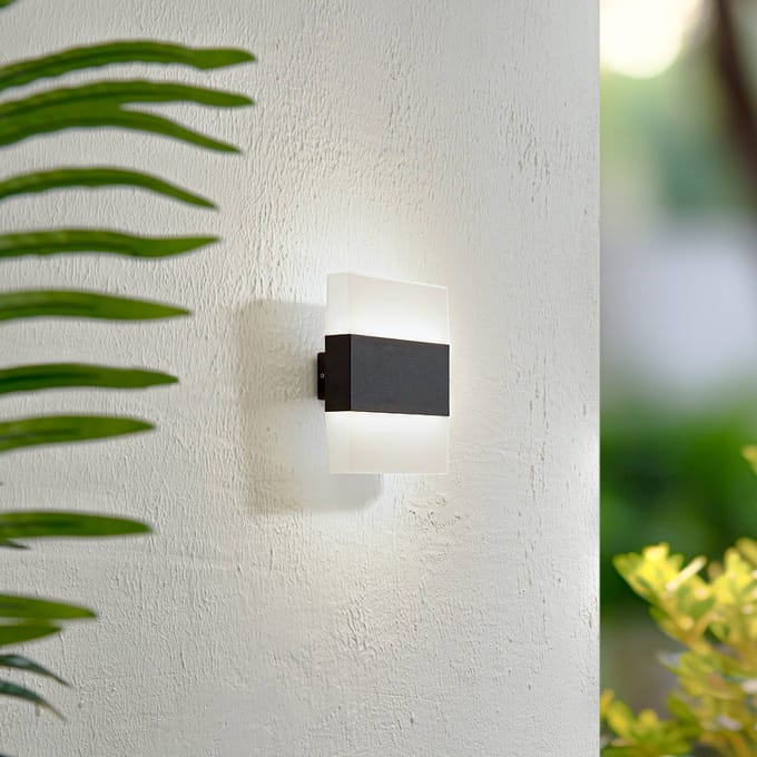 Lindby LED buiten wandlamp Branor, aluminium, antraciet, IP54