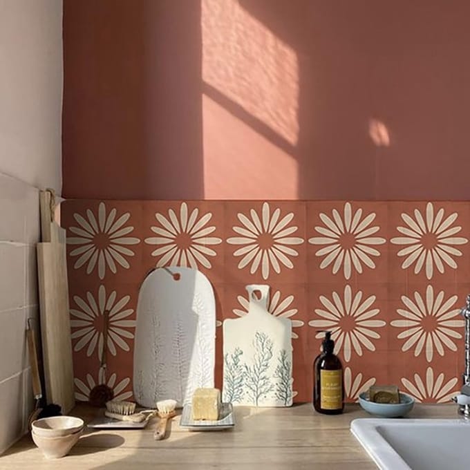 Allecto - Tegelstickers - Badkamer decoratie - 25 Stuks - Rode Witte