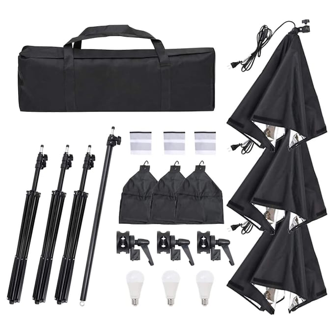 vidaXL - Fotostudioset - met - verlichtingsset - en - achtergrond