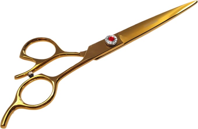 Trimschaar - Recht - 7 inch - Goudkleurig - Rechtshandig - Stelschroef strassteentjes