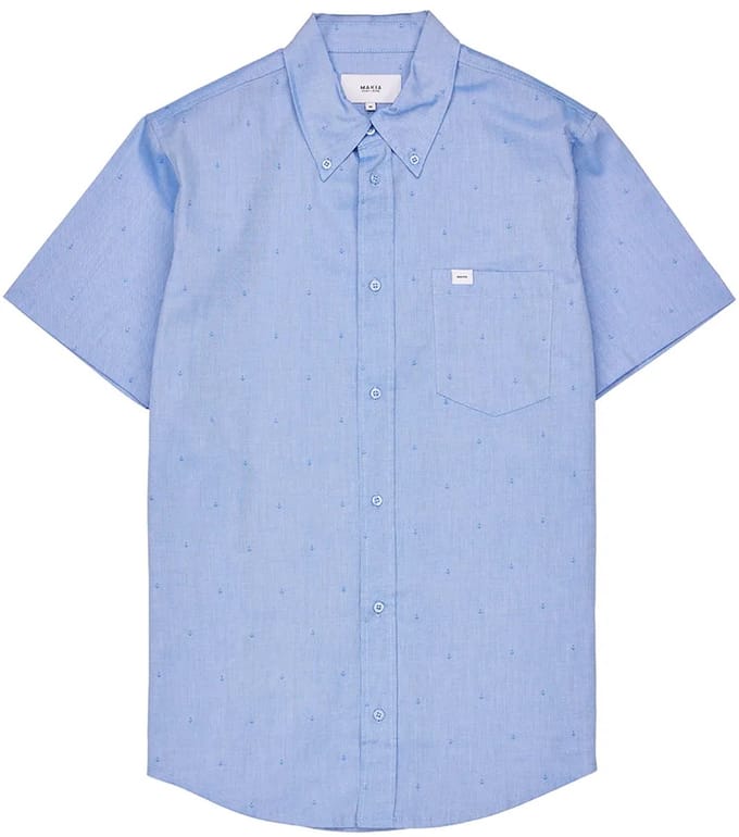 Makia Anchors Overhemd Met Korte Mouwen Blauw S Man
