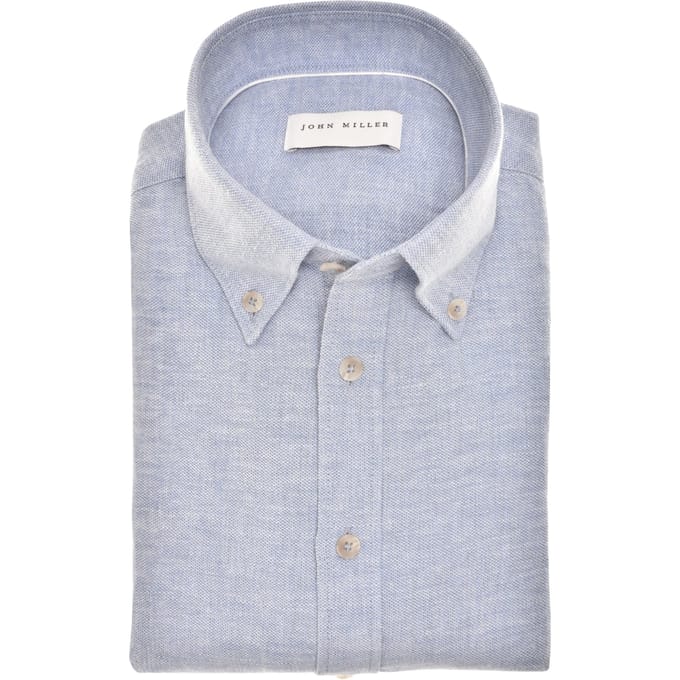 John Miller Overhemd Slim Fit  Blauw 5142705