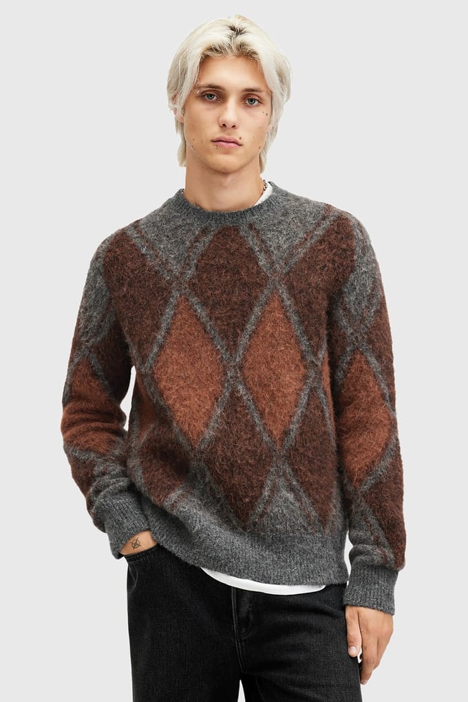 AllSaints Mord Crew Charcoal Marl Taglia: XXL | Maglioni a maglia Outlet | Uomo | Nero