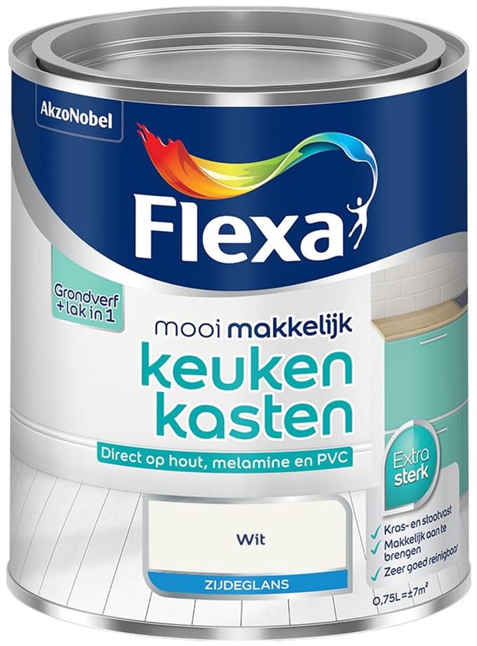 Flexa - Mooi Makkelijk Keukenkasten Zijdeglans - Wit - Mengverf - 750 Ml