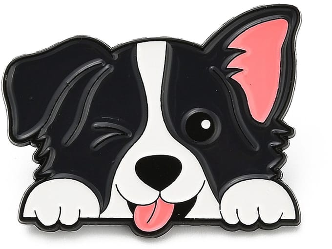 Pin hond, bordercollie, cute, enamel pin, huisdier, broche, kledingspeld