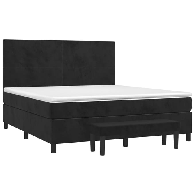 vidaXL - Boxspring - met - matras - fluweel - zwart - 160x200 - cm