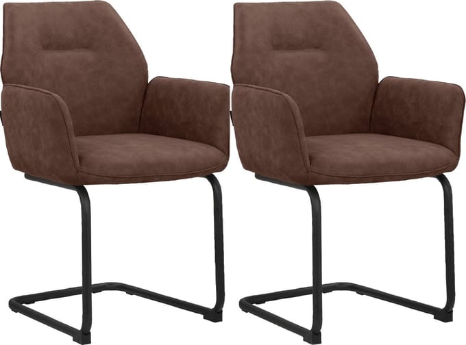 Capri-Eetkamerstoel - Set van 2 - Bruin Stof