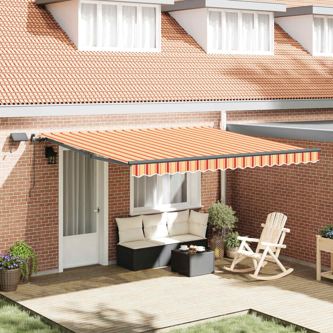 vidaXL - Uitschuifbare - luifel - Geel - en - Oranje - 400 - × - 300 - cm