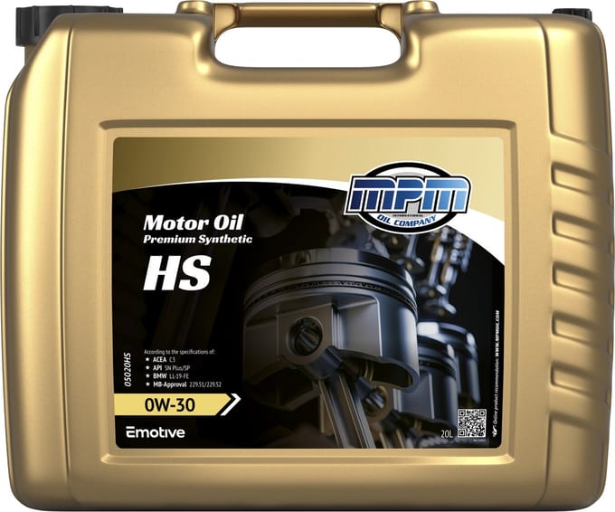 MPM Motorolie 0W30 premium synthetisch HS | 20 Liter | 05020HS