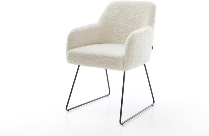 Gestoffeerde-stoel Greg-Flex slipframe zwart teddy beige pocketveer kern