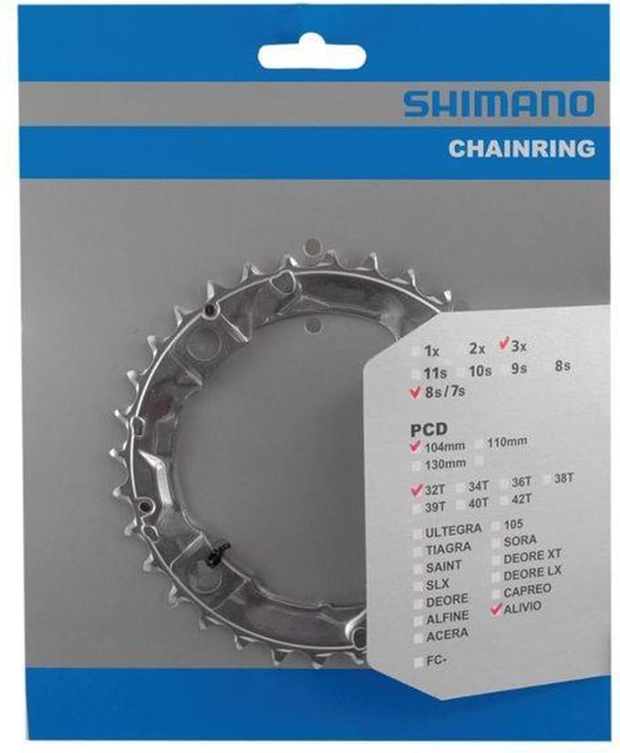Shimano Kettingblad 32T - 8-speed - 104mm BCD - Zilver - Duurzaam Staal