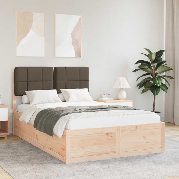 vidaXL - Bedframe - met - Gevoerde - Hoofdbord - Taupe - 120 - x - 200 - cm