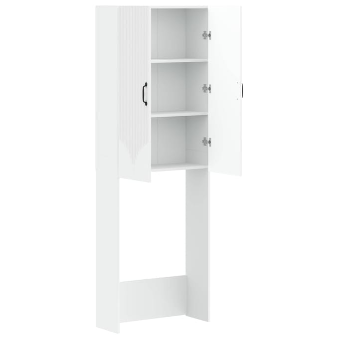 vidaXL - Toiletkast - HOORN - Wit - 66 - x - 25,5 - x - 190 - cm - Bewerkt - hout