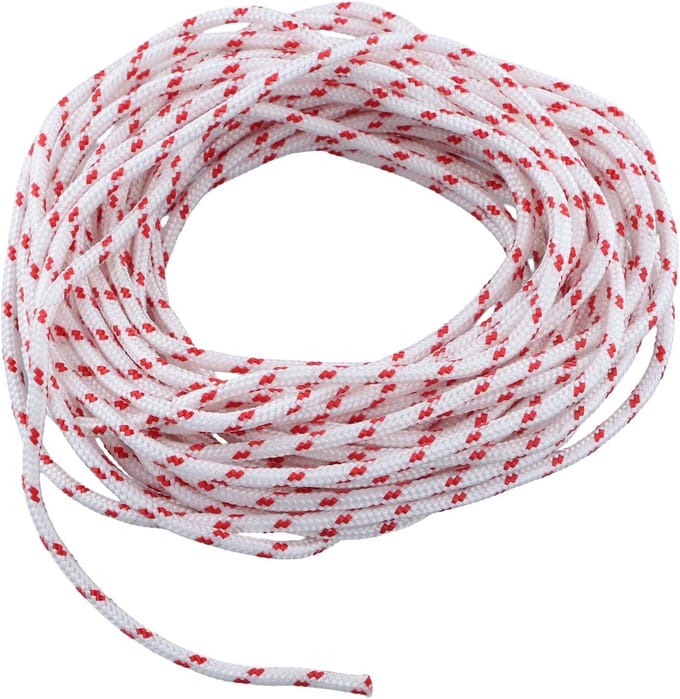 Trekkoord Grasmaaier - Starttouw Vervangend - Motor Starten - Nylon Vezel Constructie - 10 Meter 4mm - Wit Rood