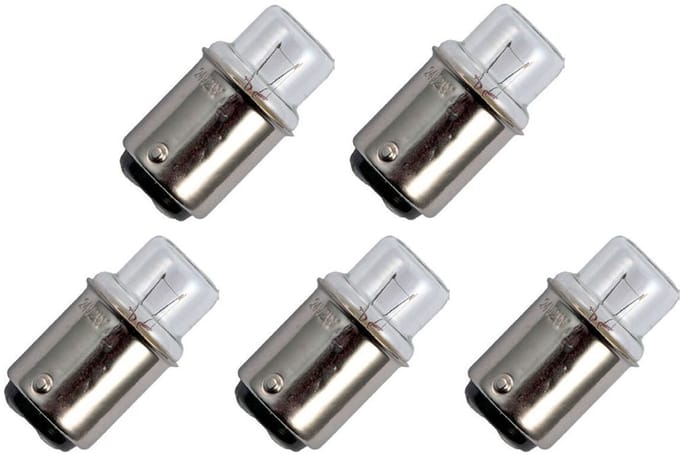 Signaallamp Ba15d 24V 2W - 83 mAh - 5 stuks - T14 Gloeilamp Ø14mm - 30mm - 2500K - Dimbaar