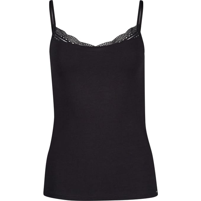 Slim fit top met bandjes en kant