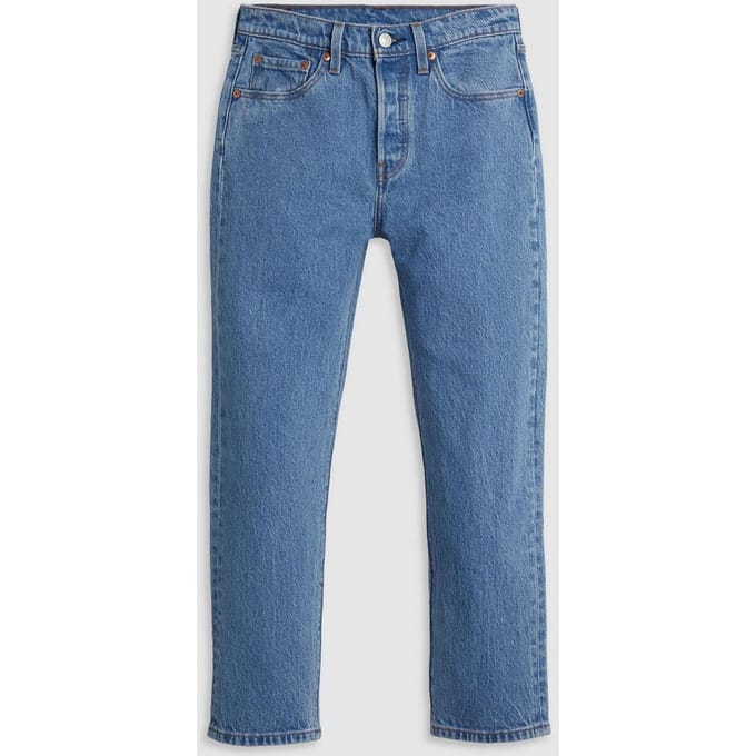 Levis Damesjeans 501 met rechte pijpen en enkellengte (Donkere Denim)