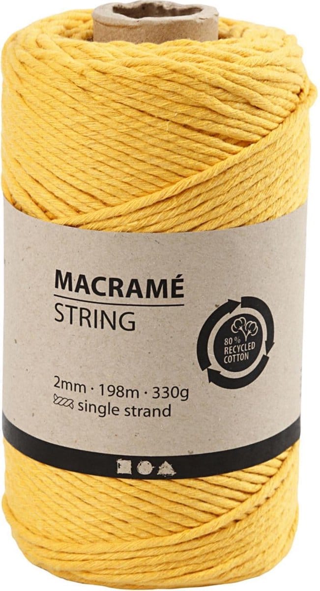 Creativ Company Macramékoord 2 mm 198 m Geel