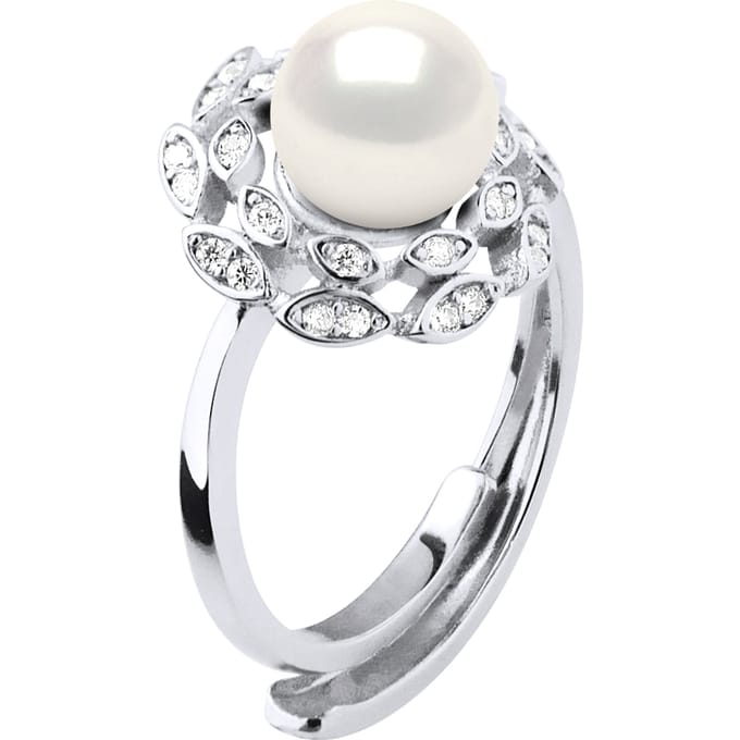 Ring Bloem Sieraden - Echte Gekweekte Zoetwaterparel Rond 7-8 mm