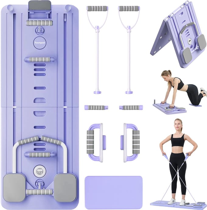 Foompad® - Pilates Board - Set - Reformer - Opvouwbaar - Paars - Incl. Telefoonhouder!