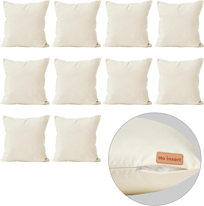 10 Stuks Set Off-White Sierkussenhoezen 40x40 cm Polyester Twill met Blinde Rits