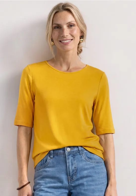 Basic Shirt met ronde hals in Unifarbe