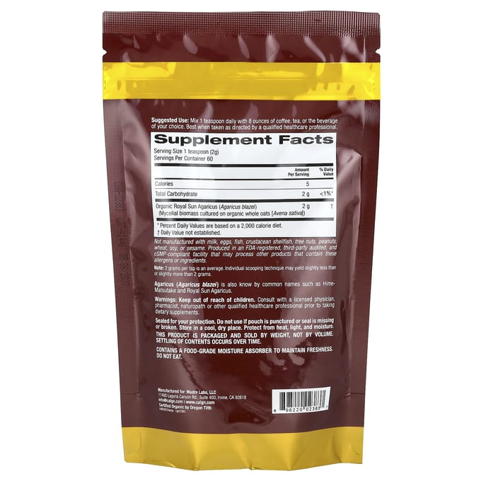 Fungiology®, Gecertificeerd Biologisch Agaricus Poeder, 120G (4.2oz)