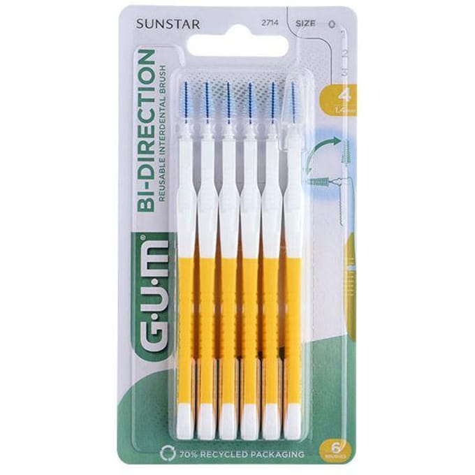 Gum Brossette Interdentaire Bi-Direction 1,4mm Jaune 6 unités wit