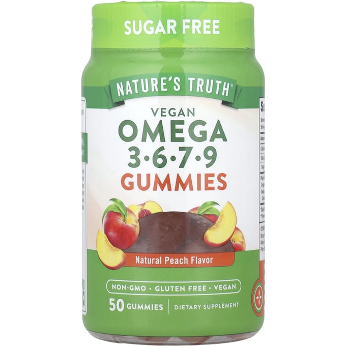 Nature'S Truth, Plantaardige Omega 3-6-7-9 Gummies, Natuurlijke Perzik, 50 Gummies