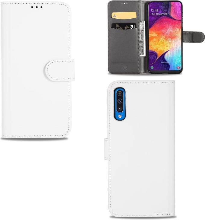 Samsung Galaxy A50 Hoesje Wit met Pasjeshouder