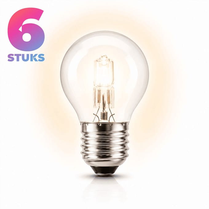 6x Kogel Halogeenlamp E27 - 28W - Warm Wit Licht (2700K) - 370 lm - 2 jaar - Dimbaar
