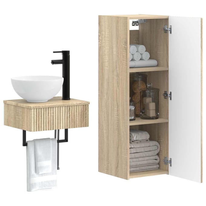 vidaXL - Badkamermeubel - Set - 2 - st - Sonoma - Eiken - 33 - x - 34,5 - x - 100 - cm