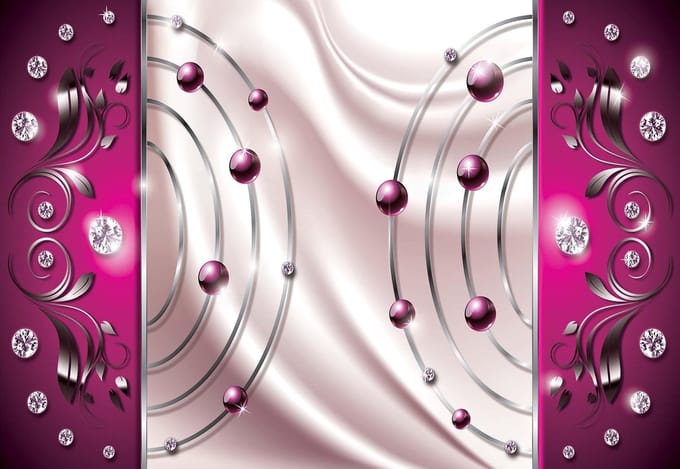 Fotobehang Pink Diamond Abstract Modern | PANORAMIC - 250cm x 104cm | 130g/m2 Vlies