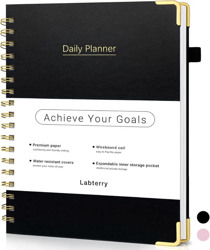 Undated dagplanner hardcover spiraal tijdschema's elastische sluiting