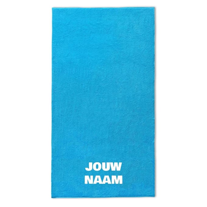 Strandlaken met naam turquiose 100x200cm