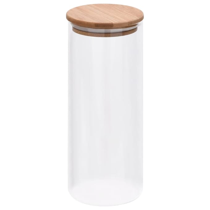 vidaXL - Opbergpotten - met - bamboe - deksel - 6 - st - 1000 - ml - glas