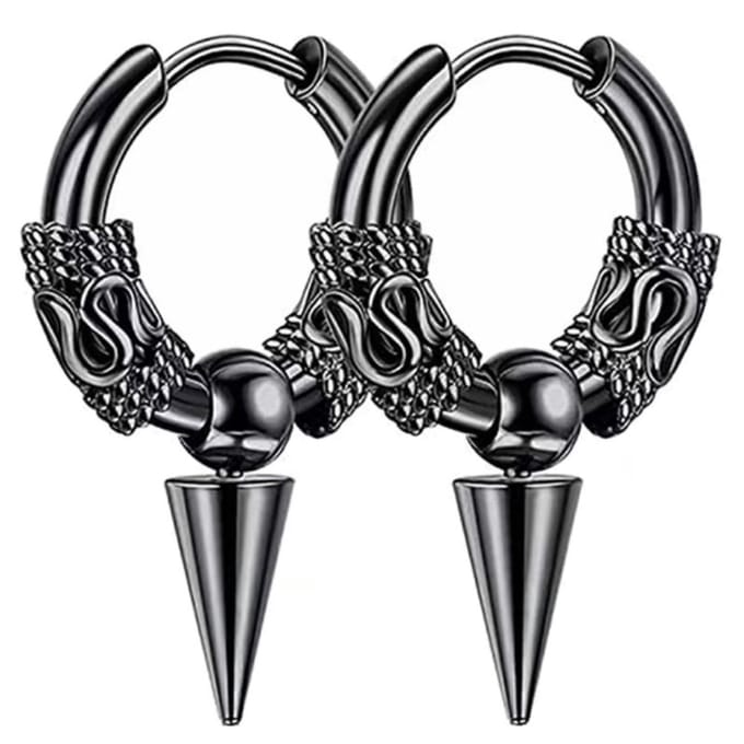 Fako Bijoux® - Punk Gothic Oorringen Vintage - RVS - Spike - 16mm - Zwart