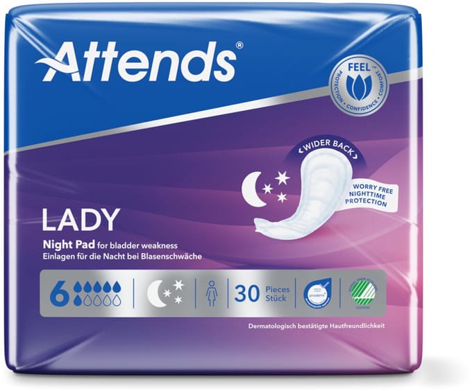 Attends Lady Night Pads - 2 x 30 stuks - Voordeelverpakking